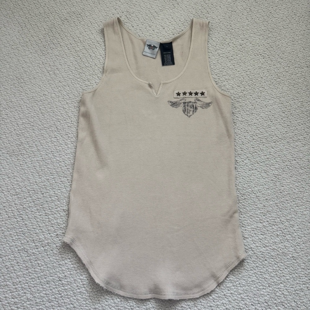 Harley-Davidson Beige Waffle Knit Top - Picture 2 of 6